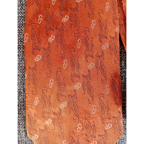 Tie 70s 80s 90s Y2K Mens Joseph Abboud Silk Rust Orange Brown 4 Wide 57 Long - Picture 2 of 6